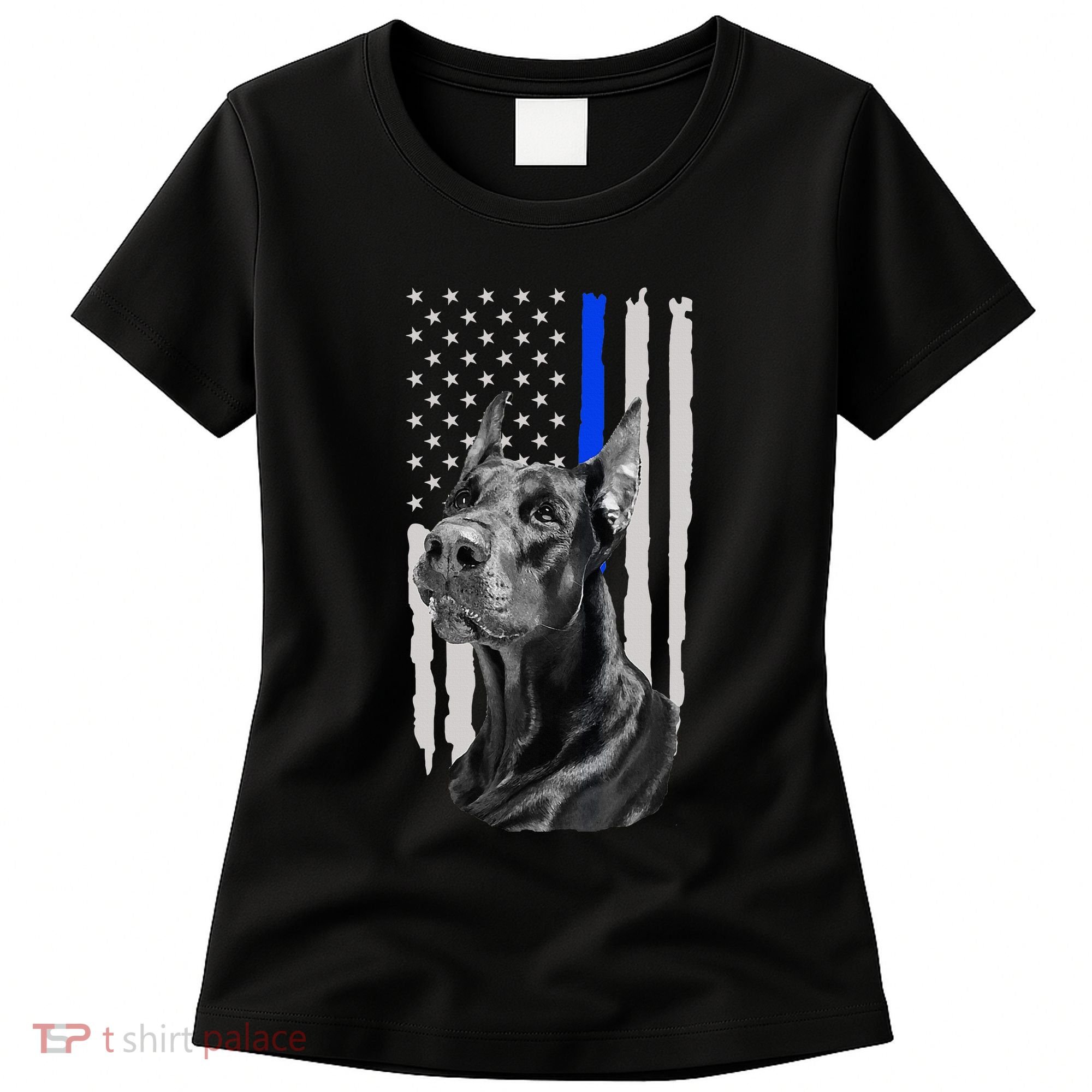 K9 Unit Doberman Police Dog Thin Blue Line Us Flag Supportor Women's T-Shirt