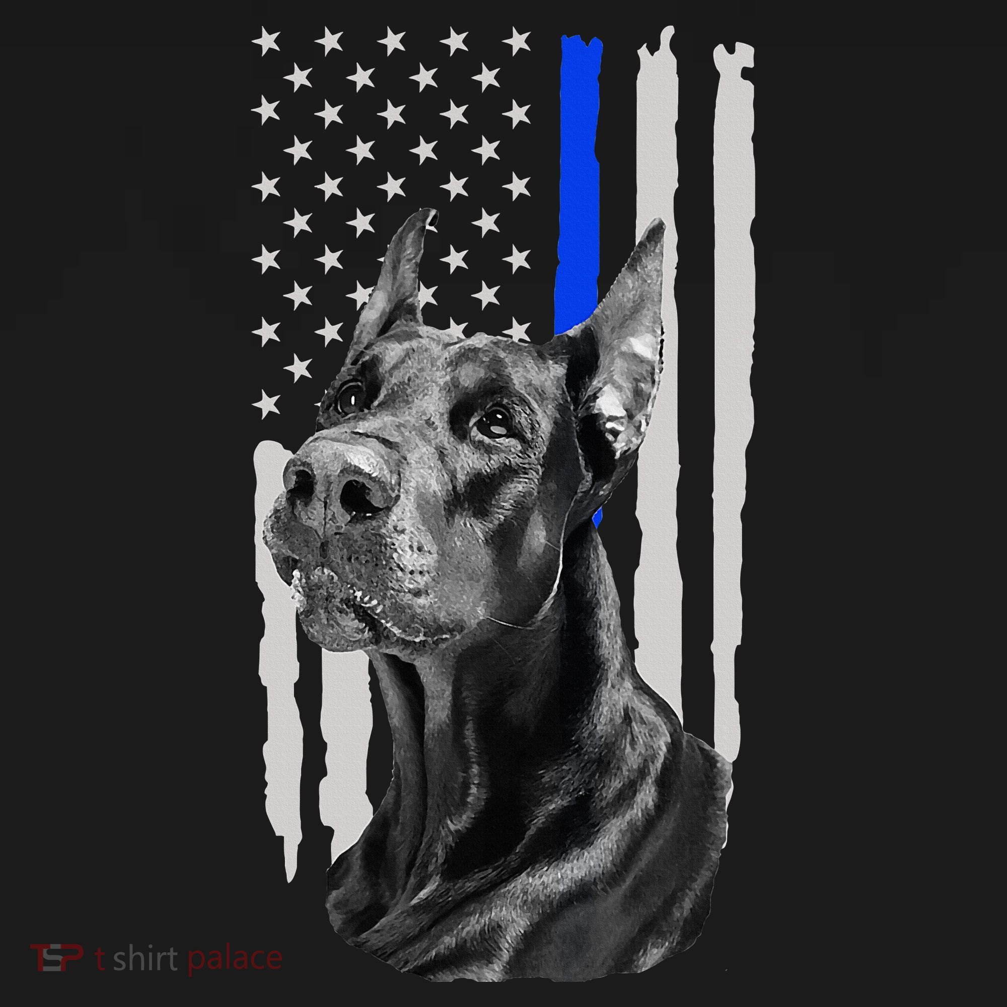 K9 Unit Doberman Police Dog Thin Blue Line Us Flag Supportor Women's T-Shirt