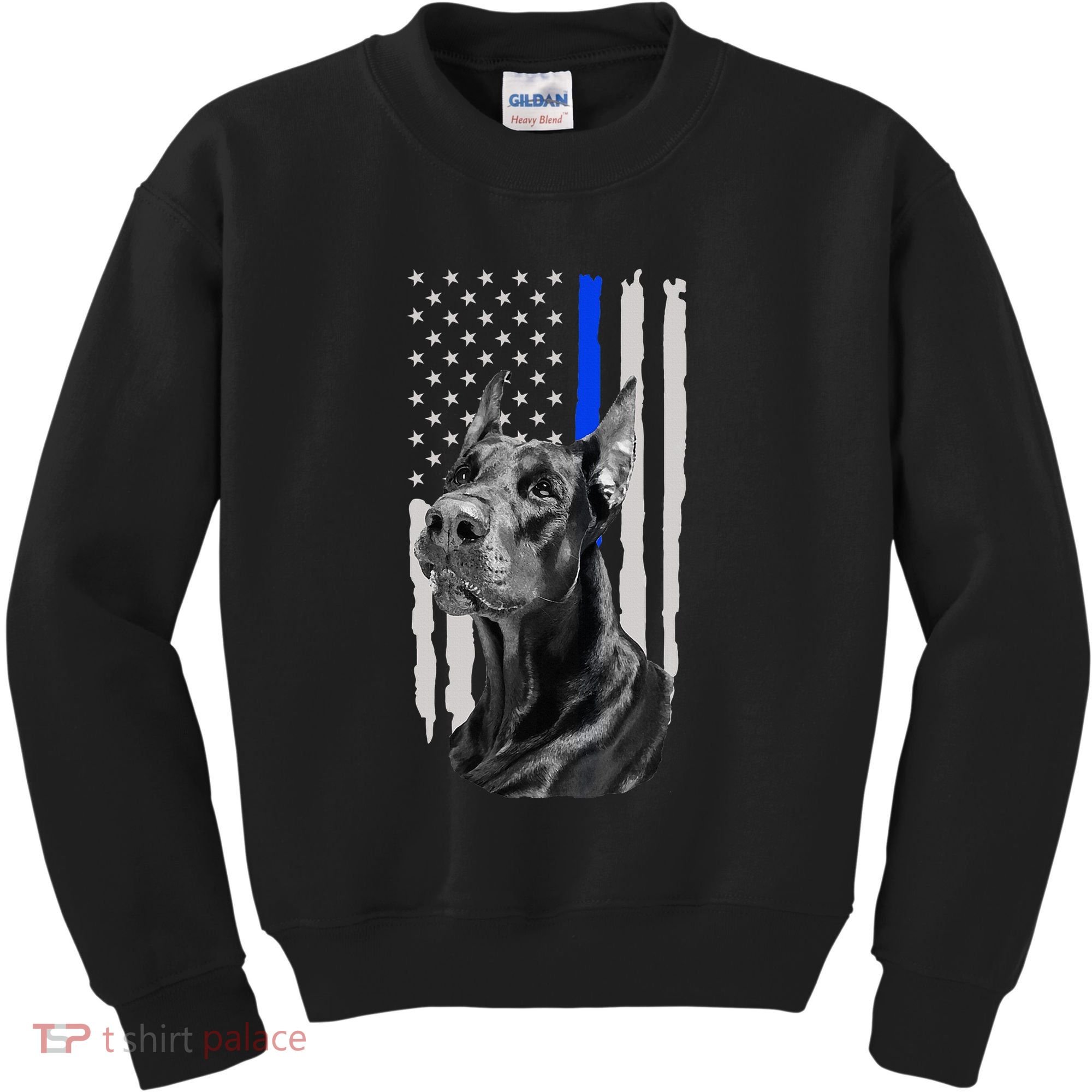 K9 Unit Doberman Police Dog Thin Blue Line Us Flag Supportor Kids Sweatshirt