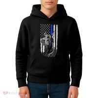 K9 Unit Doberman Police Dog Thin Blue Line Us Flag Supportor Kids Hoodie thumb 4