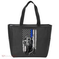 K9 Unit Doberman Police Dog Thin Blue Line Us Flag Supportor Tote Bag thumb 0