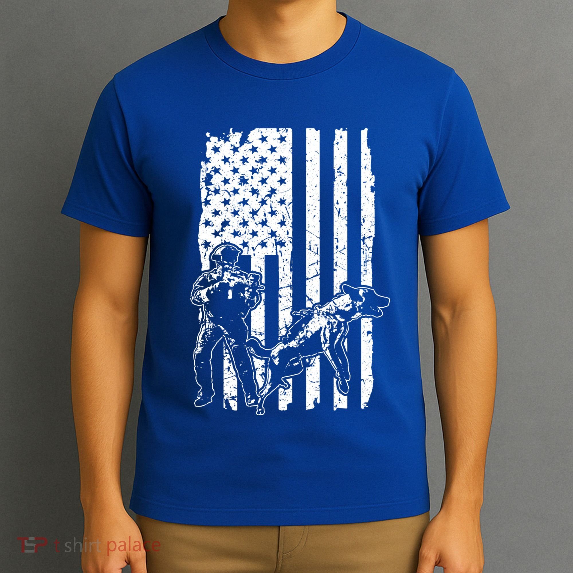 K9 Unit Dog Police Officer Army Soldier Rescue Usa Flag Gift T-Shirt