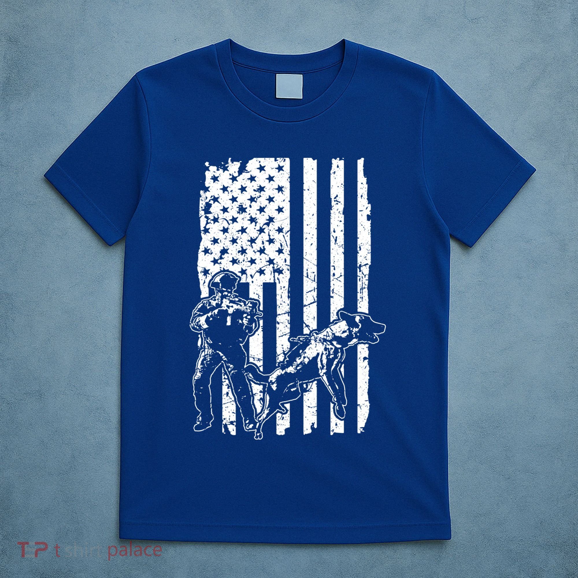 K9 Unit Dog Police Officer Army Soldier Rescue Usa Flag Gift T-Shirt