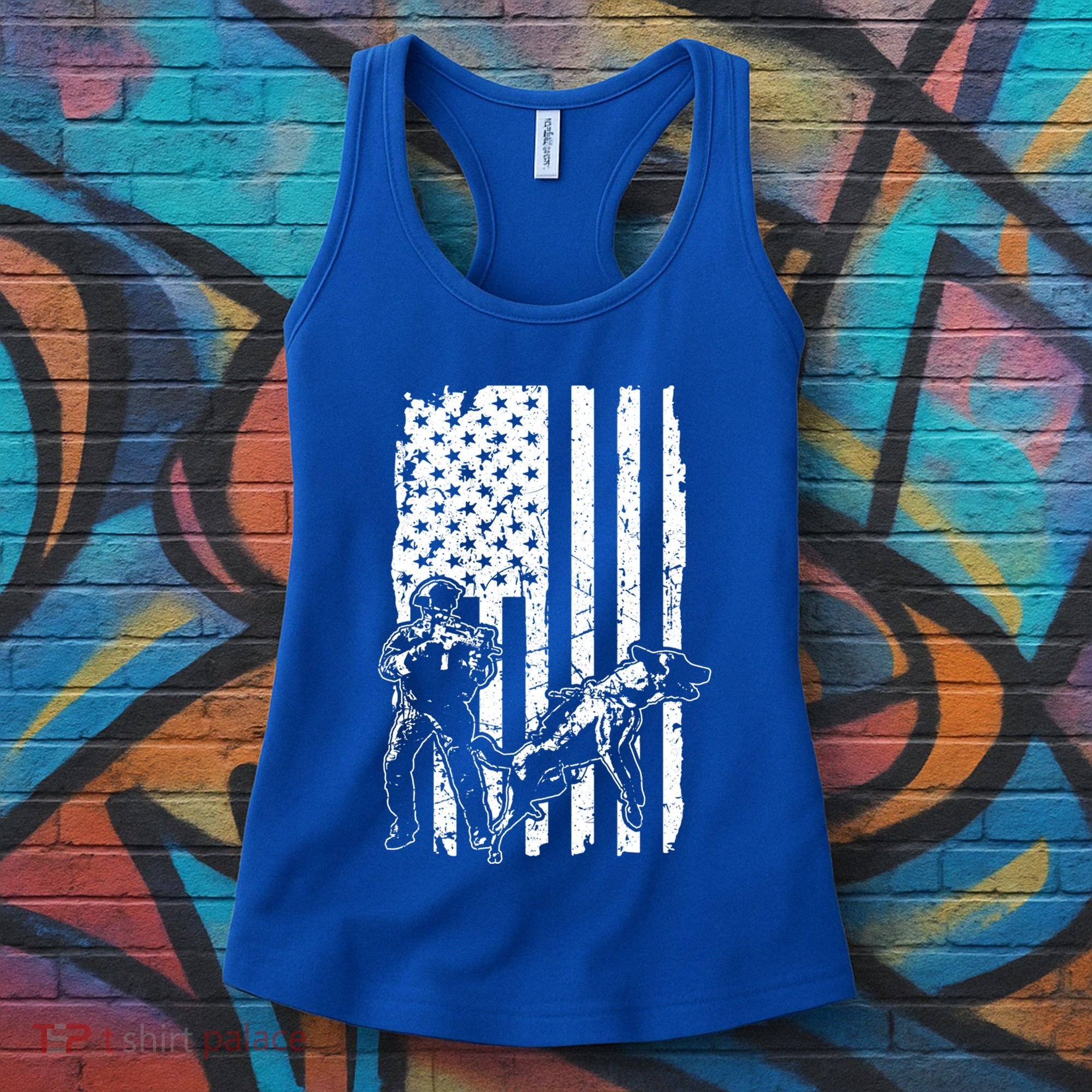 K9 Unit Dog Police Officer Army Soldier Rescue Usa Flag Gift Women's Tank Top