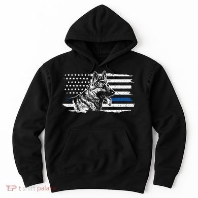 K9 Unit German Shepherd Dog Thin Blue Line Patriotic Police Hoodie