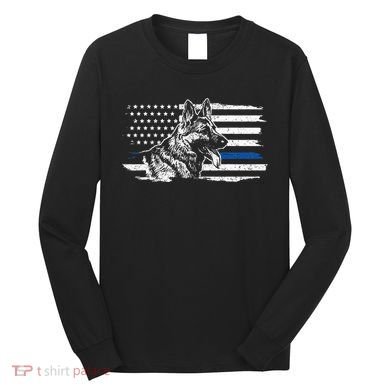 K9 Unit German Shepherd Dog Thin Blue Line Patriotic Police Long Sleeve Shirt