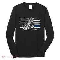 K9 Unit German Shepherd Dog Thin Blue Line Patriotic Police Long Sleeve Shirt thumb 0