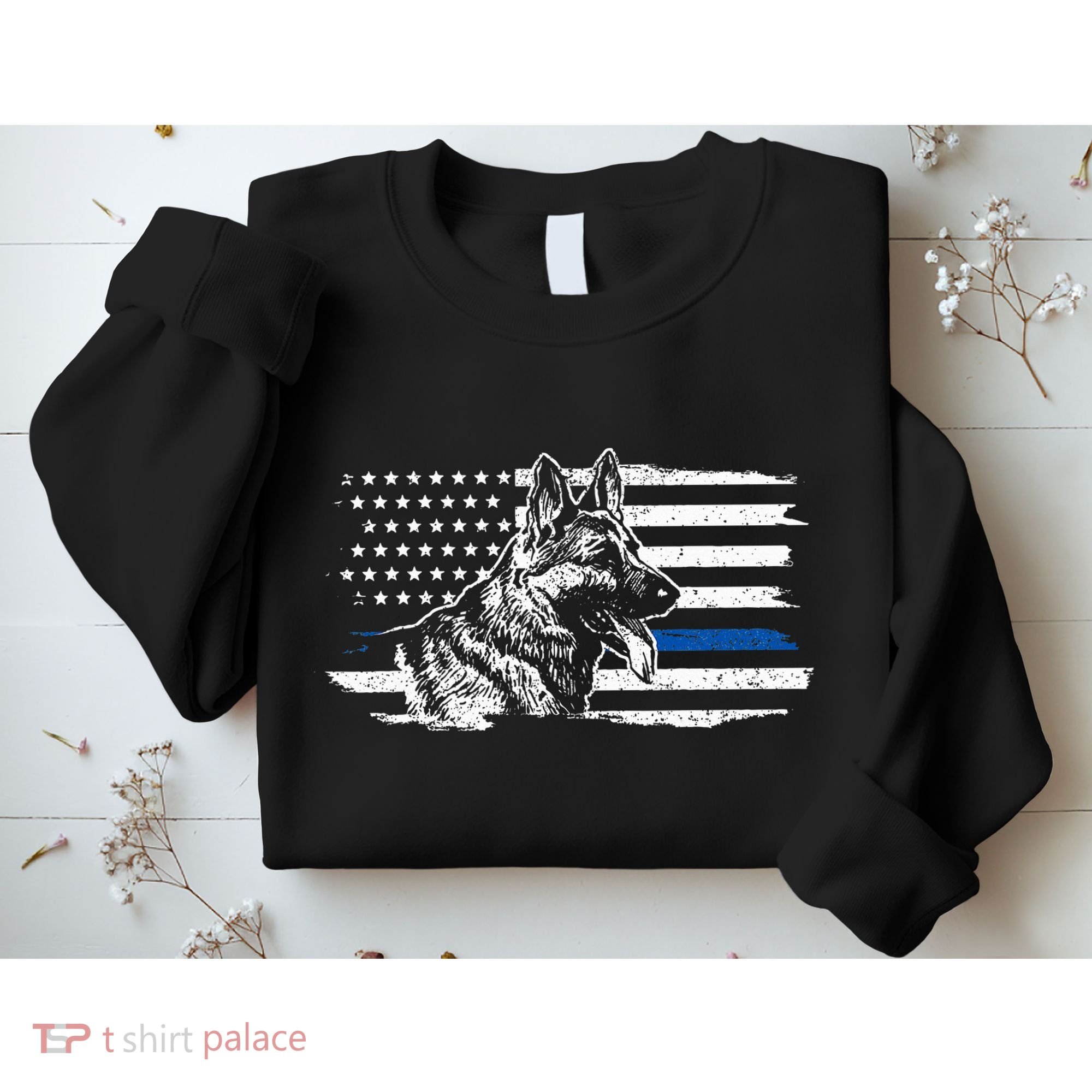 K9 Unit German Shepherd Dog Thin Blue Line Patriotic Police Sweatshirt