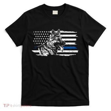 K9 Unit German Shepherd Dog Thin Blue Line Patriotic Police T-Shirt