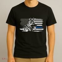 K9 Unit German Shepherd Dog Thin Blue Line Patriotic Police T-Shirt thumb 3