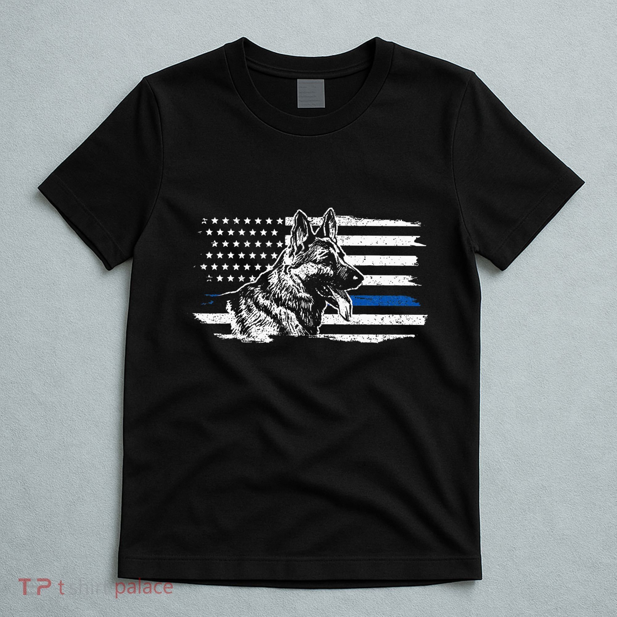 K9 Unit German Shepherd Dog Thin Blue Line Patriotic Police T-Shirt