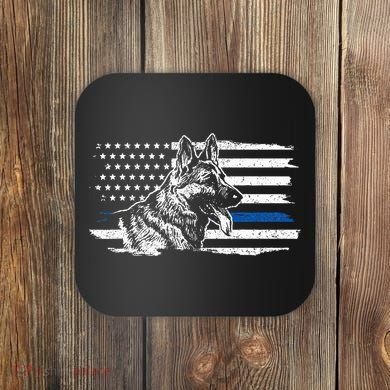 K9 Unit German Shepherd Dog Thin Blue Line Patriotic Police Coaster