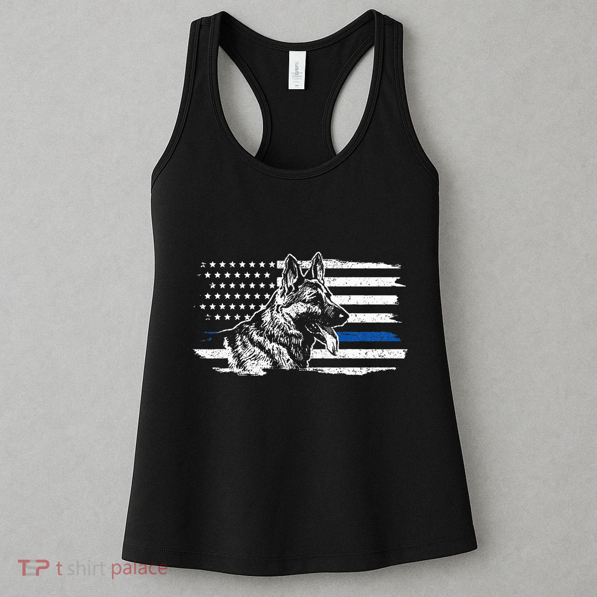 K9 Unit German Shepherd Dog Thin Blue Line Patriotic Police Women's Tank Top