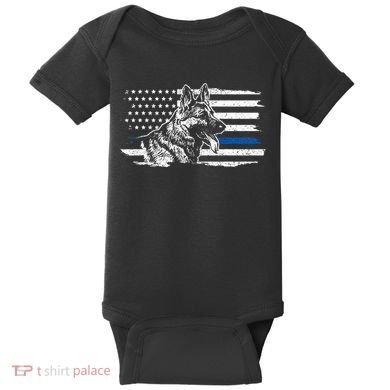 K9 Unit German Shepherd Dog Thin Blue Line Patriotic Police Baby Bodysuit