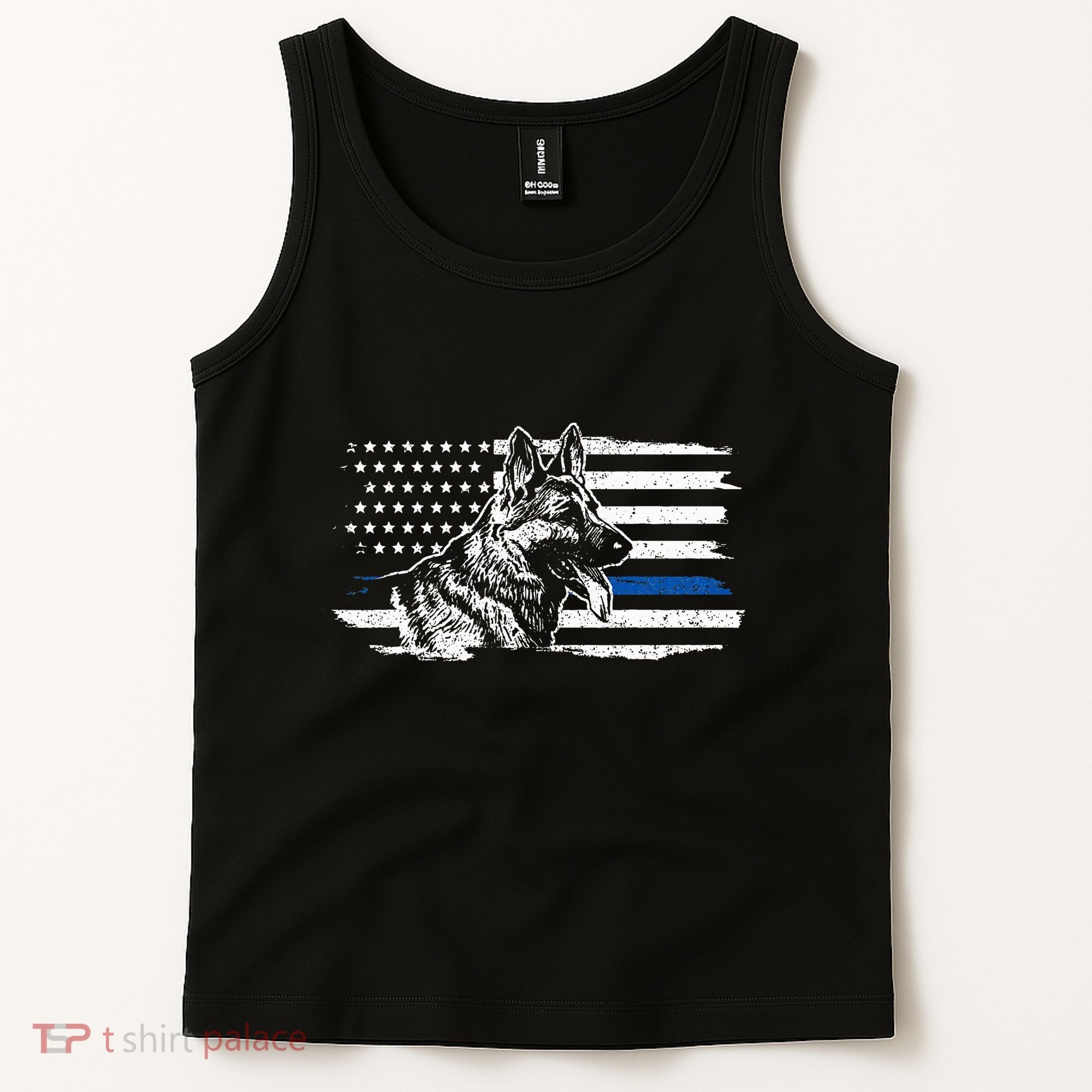 K9 Unit German Shepherd Dog Thin Blue Line Patriotic Police Tank Top