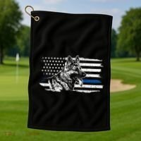 K9 Unit German Shepherd Dog Thin Blue Line Patriotic Police Golf Towel thumb 1