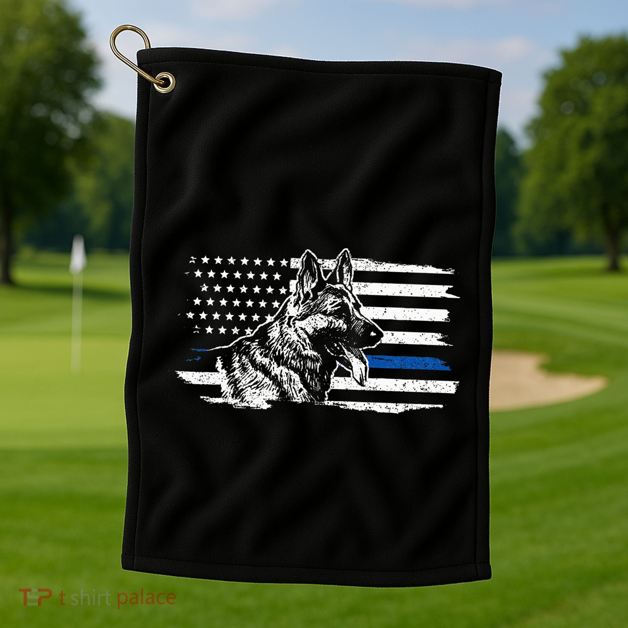K9 Unit German Shepherd Dog Thin Blue Line Patriotic Police Golf Towel