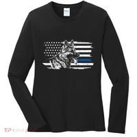 K9 Unit German Shepherd Dog Thin Blue Line Patriotic Police Women's Long Sleeve Shirt thumb 0
