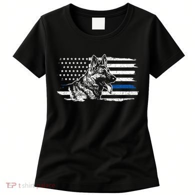 K9 Unit German Shepherd Dog Thin Blue Line Patriotic Police Women's T-Shirt