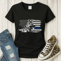 K9 Unit German Shepherd Dog Thin Blue Line Patriotic Police Women's T-Shirt thumb 3