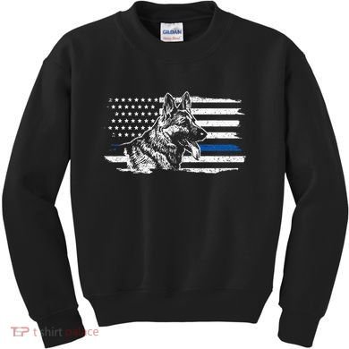 K9 Unit German Shepherd Dog Thin Blue Line Patriotic Police Kids Sweatshirt