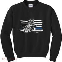 K9 Unit German Shepherd Dog Thin Blue Line Patriotic Police Kids Sweatshirt thumb 0