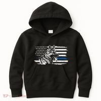 K9 Unit German Shepherd Dog Thin Blue Line Patriotic Police Kids Hoodie thumb 0