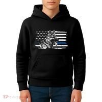 K9 Unit German Shepherd Dog Thin Blue Line Patriotic Police Kids Hoodie thumb 4