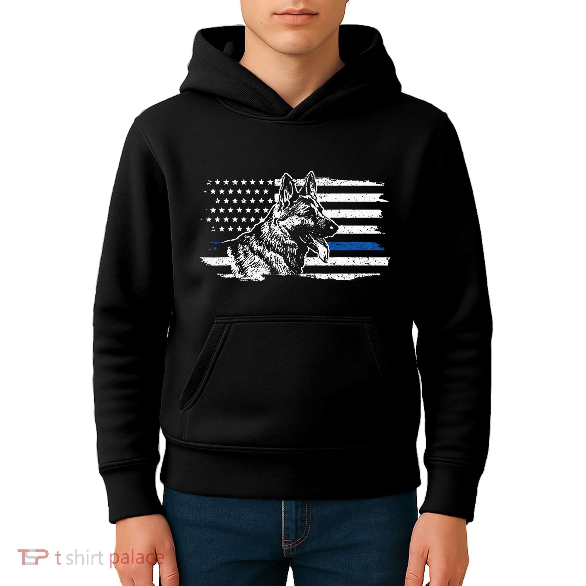 K9 Unit German Shepherd Dog Thin Blue Line Patriotic Police Kids Hoodie