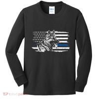 K9 Unit German Shepherd Dog Thin Blue Line Patriotic Police Kids Long Sleeve Shirt thumb 0