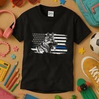 K9 Unit German Shepherd Dog Thin Blue Line Patriotic Police Kids T-Shirt thumb 3