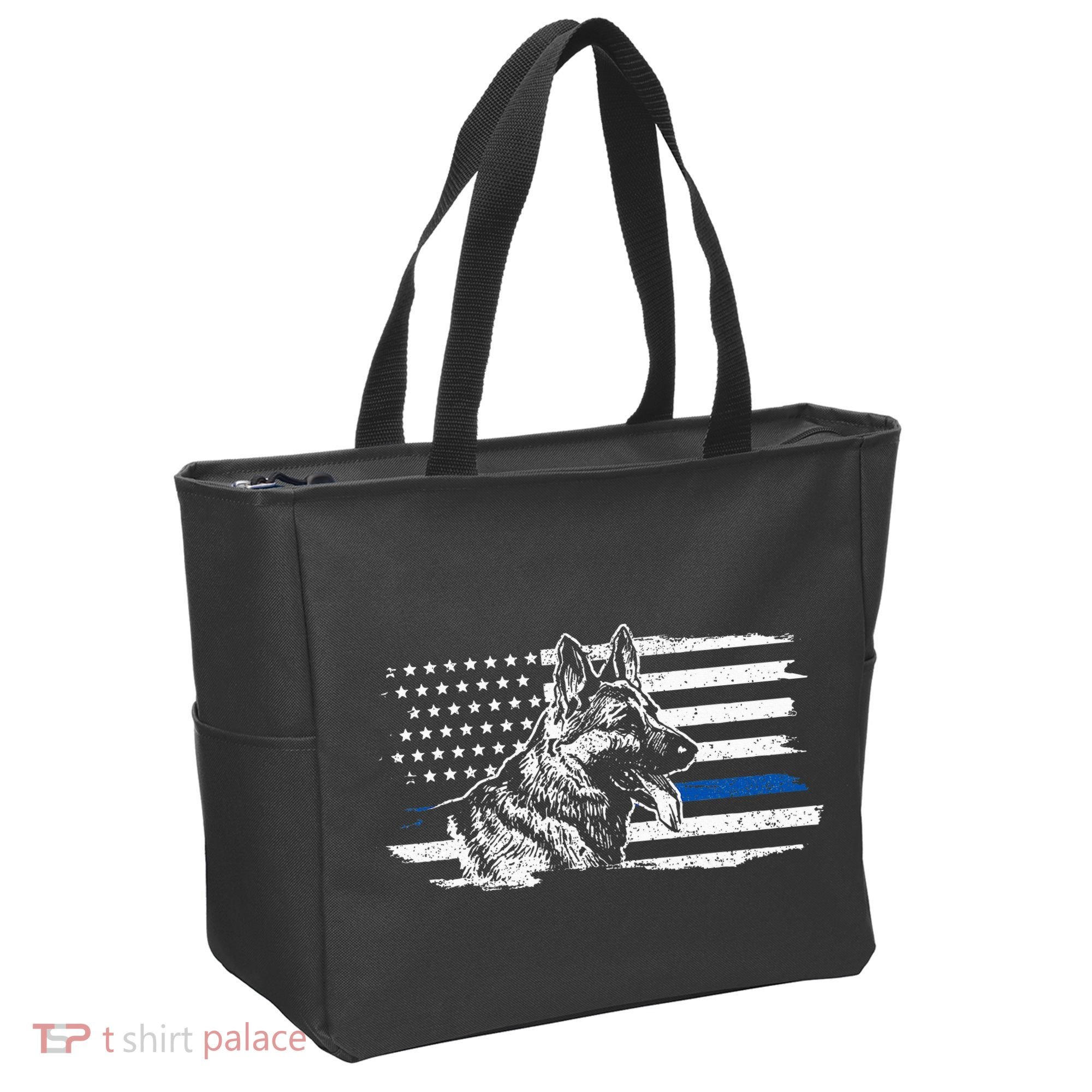 K9 Unit German Shepherd Dog Thin Blue Line Patriotic Police Tote Bag