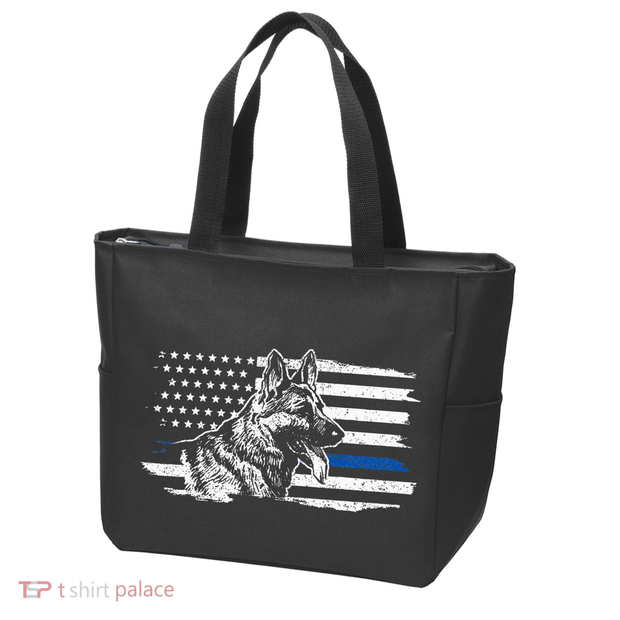 K9 Unit German Shepherd Dog Thin Blue Line Patriotic Police Tote Bag
