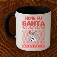 Kung Fu Santa Ugly Christmas Coffee Mug thumb 2