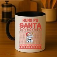 Kung Fu Santa Ugly Christmas Coffee Mug thumb 4