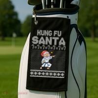 Kung Fu Santa Ugly Christmas Golf Towel thumb 2