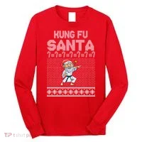 Kung Fu Santa Ugly Christmas Long Sleeve Shirt thumb 0