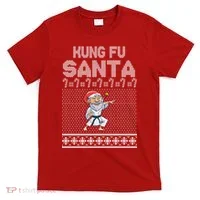 Kung Fu Santa Ugly Christmas T-Shirt thumb 0