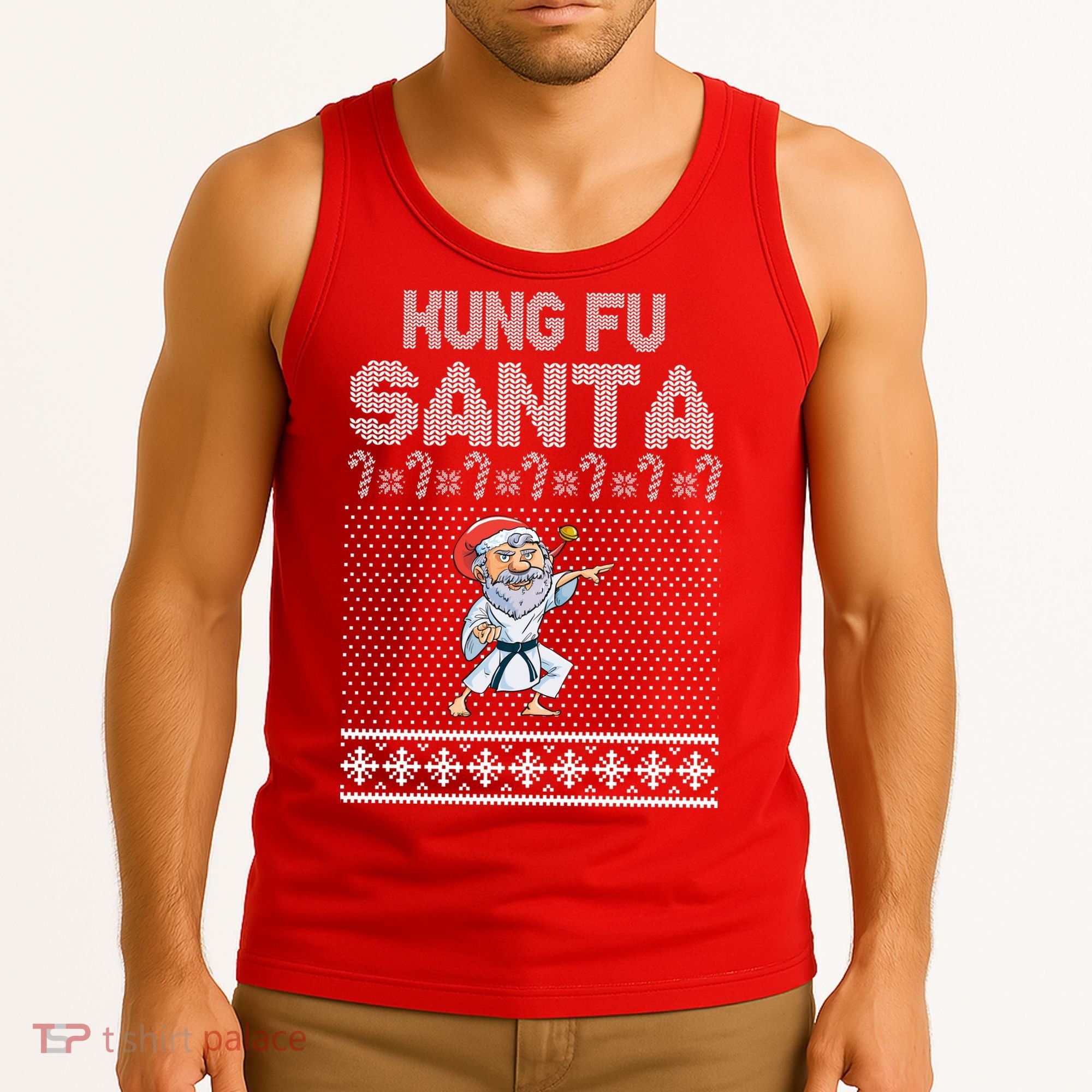 Kung Fu Santa Ugly Christmas Tank Top