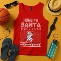 Kung Fu Santa Ugly Christmas Tank Top thumb 4