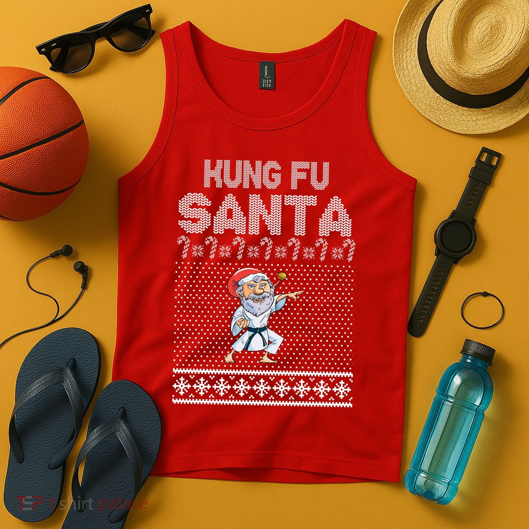 Kung Fu Santa Ugly Christmas Tank Top