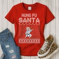 Kung Fu Santa Ugly Christmas Women's T-Shirt thumb 3