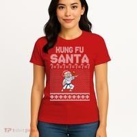 Kung Fu Santa Ugly Christmas Women's T-Shirt thumb 4