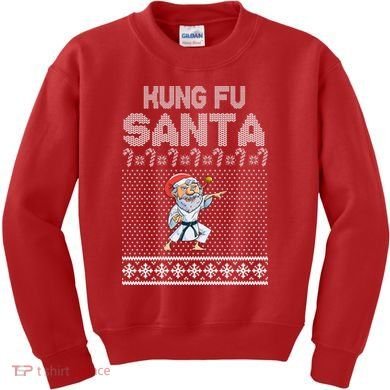 Kung Fu Santa Ugly Christmas Kids Sweatshirt