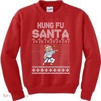 Kung Fu Santa Ugly Christmas Kids Sweatshirt thumb 0
