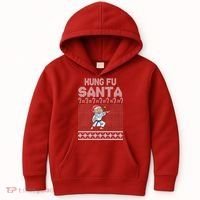 Kung Fu Santa Ugly Christmas Kids Hoodie thumb 0