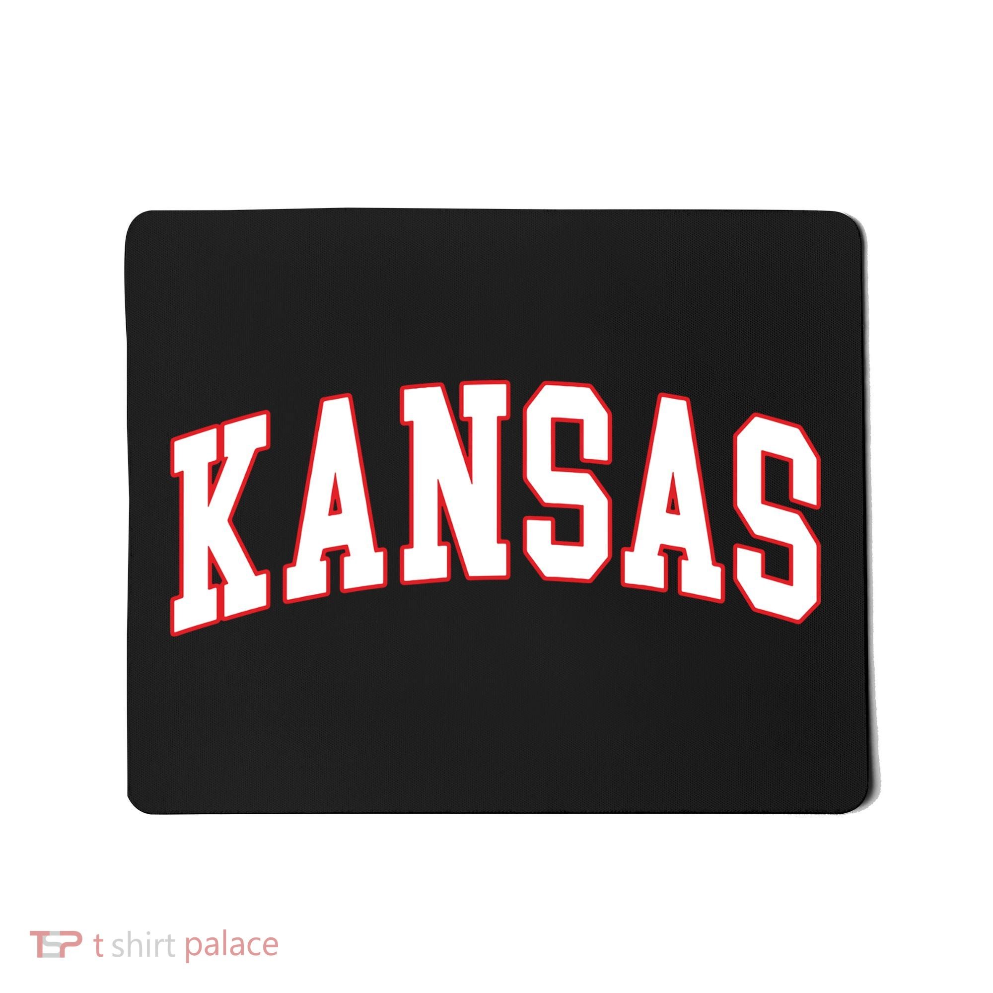 Kansas United States Varsity Style White Red Font Mousepad