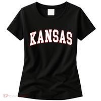 Kansas United States Varsity Style White Red Font Women's T-Shirt thumb 0