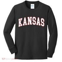 Kansas United States Varsity Style White Red Font Kids Long Sleeve Shirt thumb 0