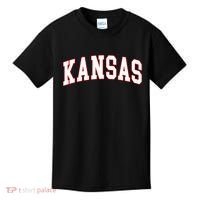 Kansas United States Varsity Style White Red Font Kids T-Shirt thumb 0